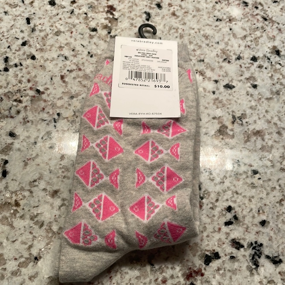 Vera Bradley Go Fish Crew Socks, NWT. 2 pairs available, $7 each